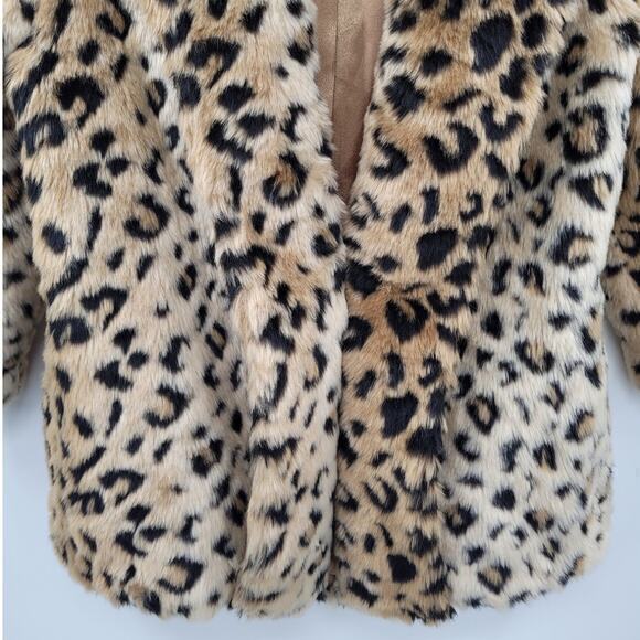 HP Billabong Vintage Faux Fur Animal Print Cheetah 3/4 Sleever Short Jacket - Picture 7 of 13